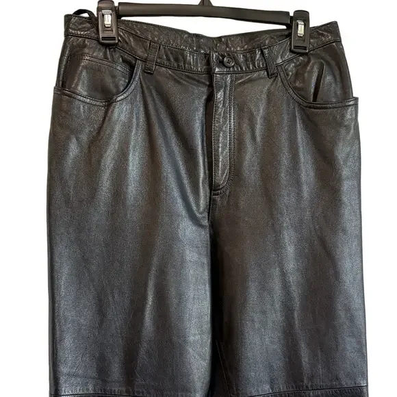 Jones New York Black Leather Straight Leg Pants LL143 - Picture 2 of 7